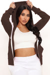 Relaxed Vibe Zip Up Jacket - Chocolate