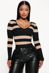 Kallan Knit Striped Sweater Top - Black/combo