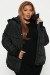 Speak My Mind Puffer Jacket - Black