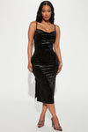 Layla Velvet Midi Dress - Black