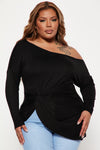 Simply Perfect Long Sleeve Off Shoulder Top - Black