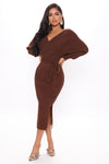 Mona Sweater Midi Dress - Chocolate