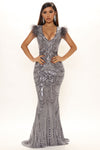 The Most Elegant Sequin Maxi Dress - Silver