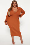 Raelynn Sweater Midi Dress - Rust