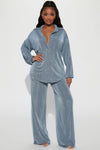 Sweet In Slinky Pant Set - Slate Blue