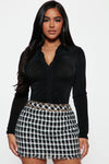 City Chic Slinky Button Down Blouse - Black