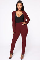 Payin' It Forward Blazer Set - Burgundy