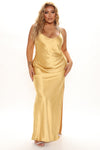 Esperanza Satin Midi Dress - Gold