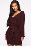 Just Between Us Sweater Dress - Wine