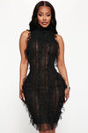 Tall So Dramatic Mesh Mini Dress - Black