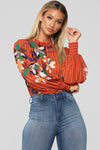 Kathleen Floral Top - Rust