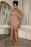 Gala Glam Sequin Maxi Dress - Rose Gold