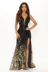 Special Gala Sequin Maxi Dress - Black/Gold