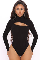 Cut The Antics Sweater Bodysuit - Black