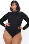 Melanie Mock Neck Bodysuit - Black