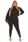 Houston Hottie Thumbhole Jumpsuit - Black