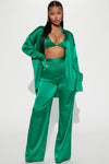 Sexy In Satin 3 Piece Pant Set - Green