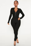 Time To Chill Sweater Jumpsuit - Black