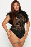 Ruffle Some Feathers Bodysuit - Black