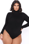 Make My Life Complete Sweater Bodysuit - Black