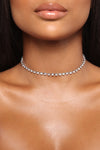 Danielle Rhinestone Choker - Silver