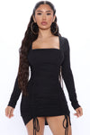 Date Night Fit Mini Dress - Black