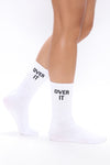 So Over It Crew Socks - White/Black