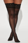 Basically There Lace Thigh Highs - Black