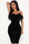 Lock You In Velvet Midi Dress - Black