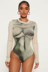 Shape Of Me Long Sleeve Bodysuit - Taupe