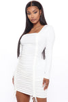 Date Night Fit Mini Dress - White