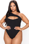 She's Cutting Edge One Shoulder Bodysuit - Black