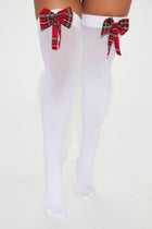 Graduated Top Of Class Thigh Highs - White/combo