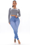 Show Off The Curves Super Stretch Booty Lifter Skinny Jeans - Medium Blue Wash