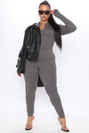 Houston Hottie Thumbhole Jumpsuit - Charcoal