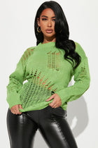 The Story Ends Distressed Sweater - Green