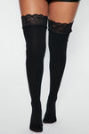 Keep You Wondering Thigh Highs - Black