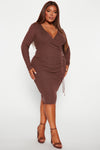 Paris In The Rain Sweater Midi Dress - Chocolate