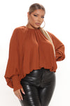 Room To Glow Oversize Blouse - Rust