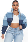 Stay In Your Lane Puffer Jacket - Blue/combo