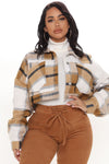 Getting Caught Up Plaid Jacket - Brown/combo