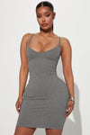 Erin Ribbed Cami Mini Dress - Grey