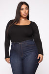 Yasmeen Square Neck Top - Black