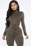 Pamela Turtle Neck Long Sleeve Top - Olive