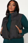 Live More Puffer Vest - Black