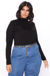 Pamela Turtle Neck Long Sleeve Top - Black