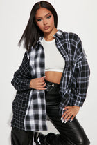 Mixed Emotions Mixed Feelings Flannel Top - Black/White