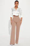 Petite Victoria High Waisted Dress Pants - Taupe