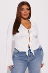 Jade Open Front Ruffle Top - Ivory