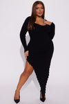 Seduction Sweater Maxi Dress - Black